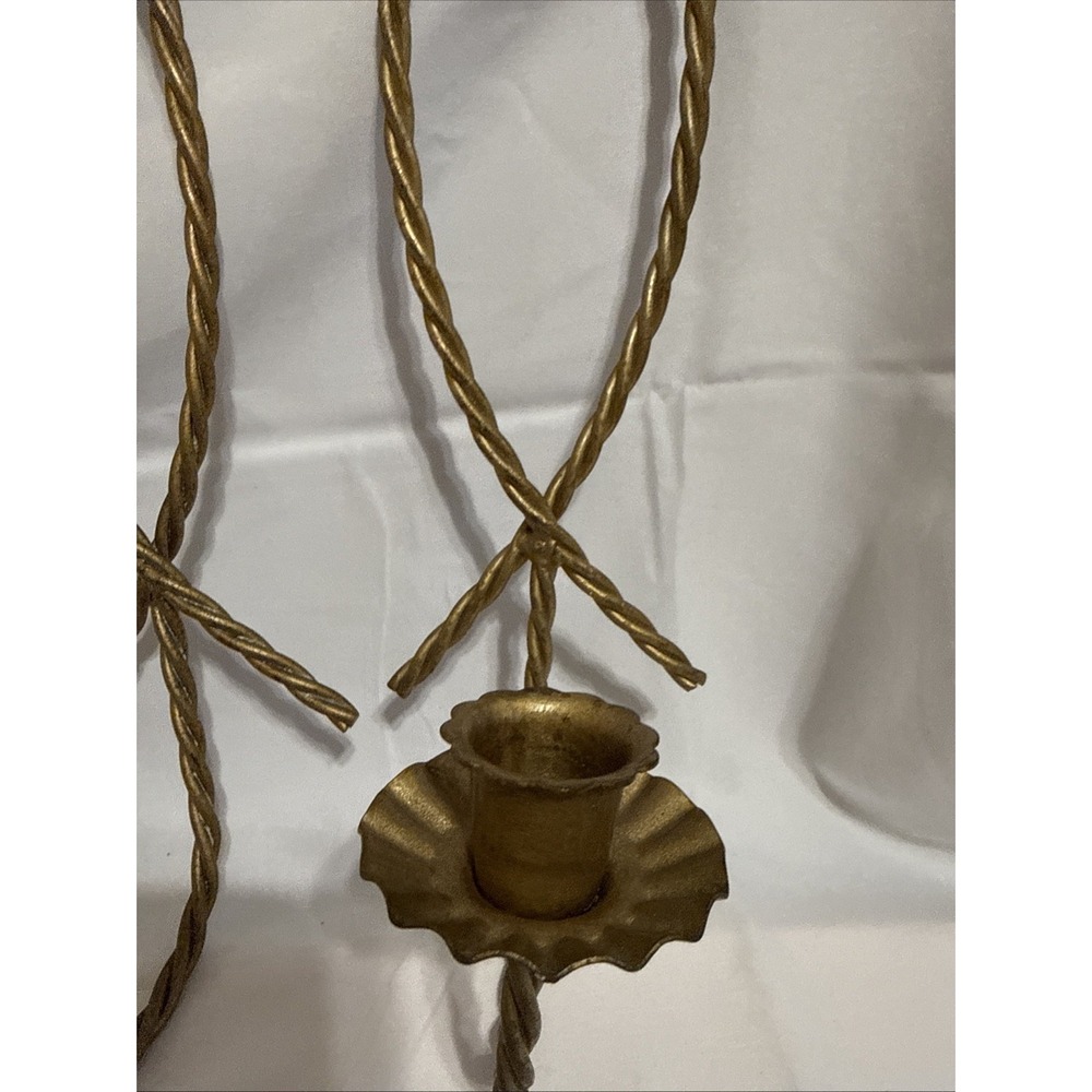 Vintage Home Interiors Homeco Gold Braided Wall Candle Holders - Picture 3 of 4